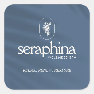 Sticker Carré Élégance Terreuse Logo Beauté, Bien-être, Spa Bleu
