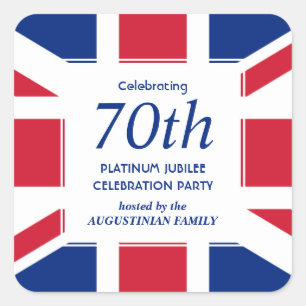 Sticker Carré Élégant 70e Jubilé de Platine UNION JACK