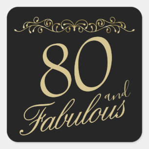Sticker Carré Elégant 80 et fabuleux ornement 80e anniversaire