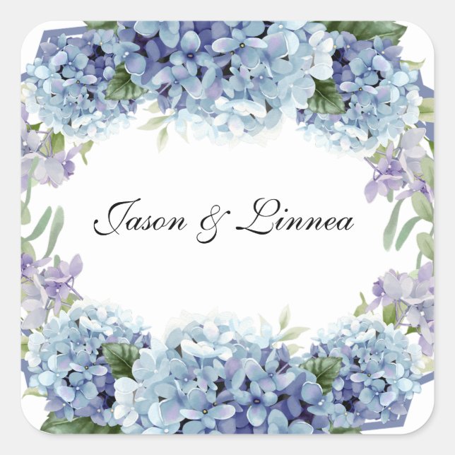 Sticker Carré Élégant Aquarelle de Fleurs de Ne Pas Oublier (Devant)