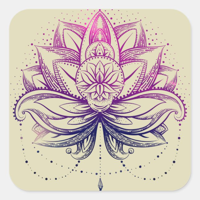 Sticker Carré Elégant Aquarelle douce violette Lotus / Lily flo (Devant)