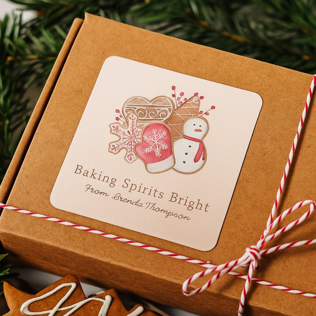 Sticker Carré Elegant Baking Spirits Bright Christmas Cookie  (Créateur téléchargé)