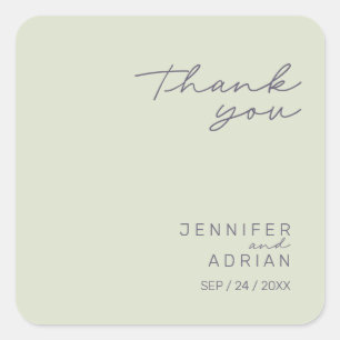 Sticker Carré Élégant Beige minimaliste Merci Mariage