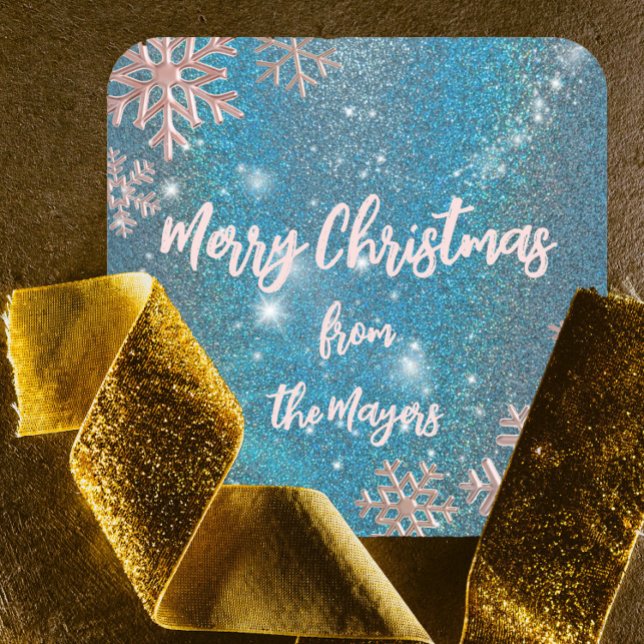 Sticker Carré Elégant bleu d'hiver Wonderland Noël (Créateur téléchargé)