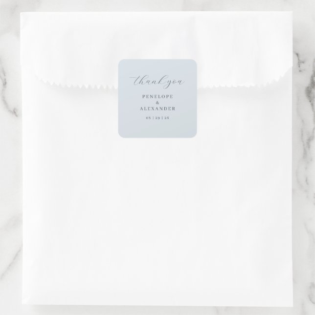 Sticker Carré Elegant Blue Thank You Card (Sac)