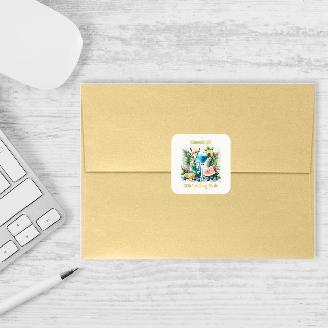 Sticker Carré Elégant Blueberry Brunch 30e anniversaire Fête (Créateur téléchargé)