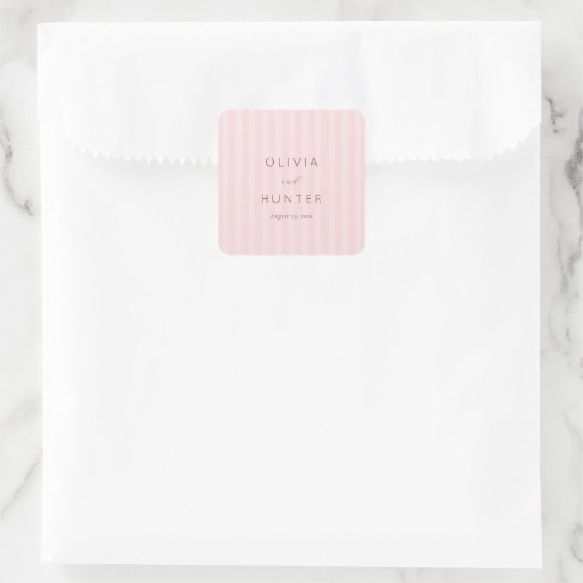 Sticker Carré Elegant Blush Pink Stripes (Sac)