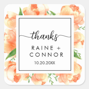 Sticker Carré Elegant Boho Floral Merci Mariage