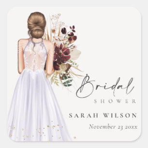 Sticker Carré Elegant Boho Lilac Mariage Gown Fête des mariées