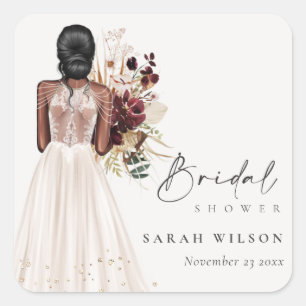 Sticker Carré Élégant Boho White Mariage Gown Bridal Showe