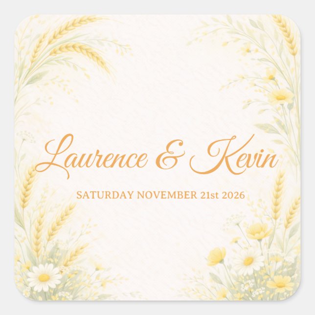Sticker carré Elegant Botanical Wedding (Devant)