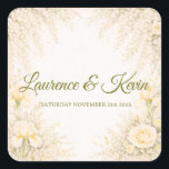 Sticker Carré Elegant Botanical Wedding<br><div class="desc">Elegant Botanical Wedding stickers</div>