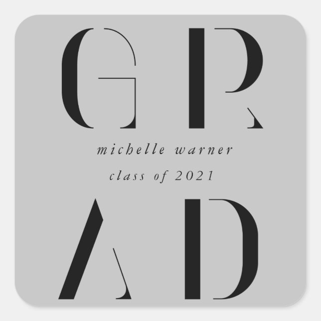 Sticker Carré élégant carré de graduation de script moderne auto (Devant)