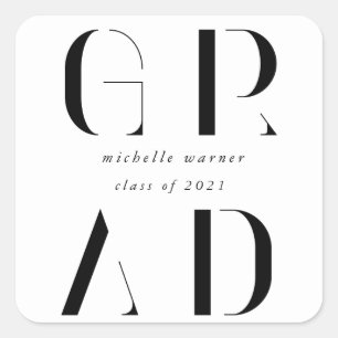 Sticker Carré élégant carré de graduation de script moderne auto