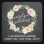 Sticker Carré Élégant Chalkboard Floral Wreath Return Adresse<br><div class="desc">Ajoutez facilement votre adresse de retour en utilisant ces autocollants simples mais très tendance. Ces autocollants peuvent être customisés pour de nombreuses utilisations,  y compris les autocollants de remerciement,  les étiquettes de produits,  les scellés d'enveloppe,  et bien plus encore.</div>