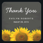 Sticker Carré Elégant Chalkboard Merci de tournesol jaune<br><div class="desc">=================== A PROPOS DE CETTE CONCEPTION ======================== Suite d'invitation à l'élégante Chalkboard des tournesols rustiques. (1) Tous les styles de texte, couleurs, tailles peuvent être modifiés pour répondre à vos besoins. (2) Si vous avez besoin d'une personnalisation ou d'articles correspondants, n'hésitez pas à me contacter. (En coque, vous n'avez pas...</div>