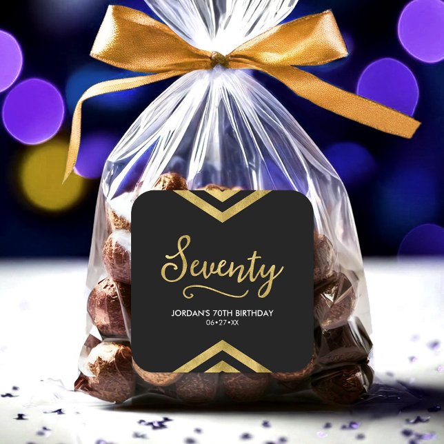 Sticker Carré Elégant Chevron moderne géométrique 70e anniversai (Créateur téléchargé)