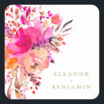 Sticker Carré Elégant Chic Rose Aquarelle Mariage Floral Personn<br><div class="desc">Personnalisé Moderne Chic Rose Aquarelle Floral Élégant Mariage Personnalisé Carré Sticker</div>