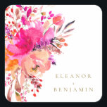 Sticker Carré Elégant Chic Rose Aquarelle Mariage Floral Personn<br><div class="desc">Personnalisé Moderne Chic Rose Aquarelle Floral Élégant Mariage Personnalisé Carré Sticker</div>