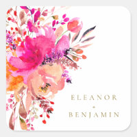 Elégant Chic Rose Aquarelle Mariage Floral Personn