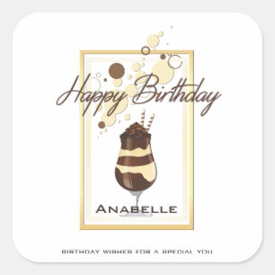 Sticker Carré Élégant chocolat Vanille Boire Anniversaire