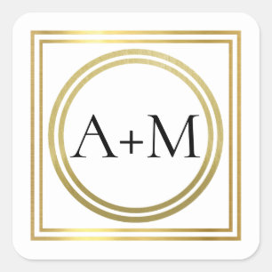 Sticker Carré élégant classique moderne monogramme mariage