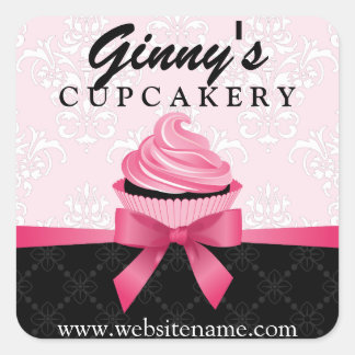 Sticker Carré Élégant Cupcake Boulangerie Cachets