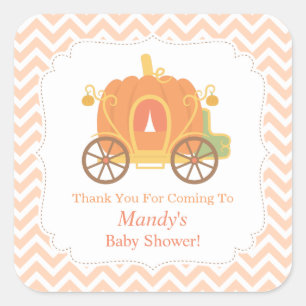 Sticker Carré Élégant Décor de Baby shower de transport Citrouil