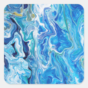 Sticker Carré Élégant Dentelle Fou Agate 6 - Bleu Océan