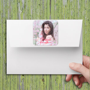 Sticker Carré Élégant Diplômé Photo personnalisée
