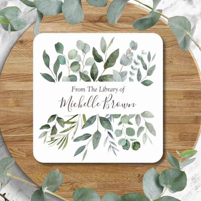 Sticker Carré Élégant Eucalyptus de la bibliothèque de plaques (In situ)
