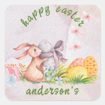 Élégant floral aquarelle - Joyeuses Pâques