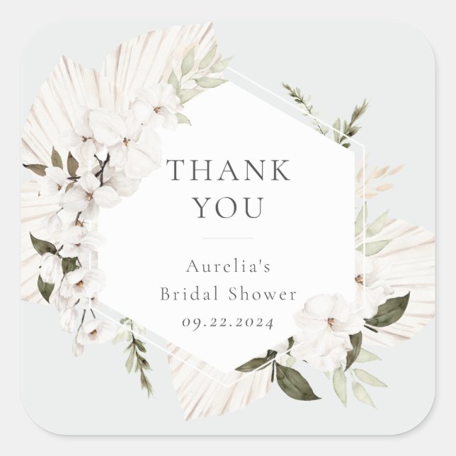 Sticker Carré Élégant floral bohème (Devant)