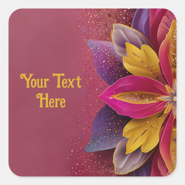 Sticker Carré Elegant Floral Wedding (Devant)