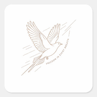 Sticker Carré Elegant Flying Bird Freedom In Every Breath Line