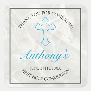 Sticker Carré Elégant Garçons de marbre Première Communion Saint