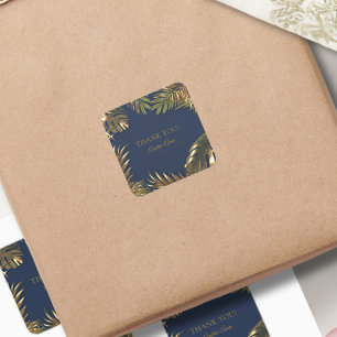 Sticker Carré Elégant Gold Blue 50 Fabuleux Merci