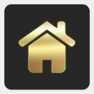 Sticker Carré Elegant Gold House Symbole Real Estate Design