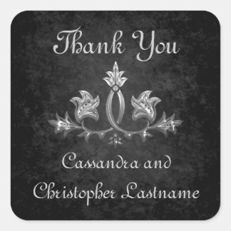 Sticker Carré Élégant gothique foncé romance mariage Merci