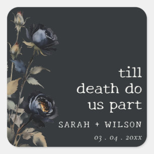 Sticker Carré Elégant gothique noir Rose noir Mariage