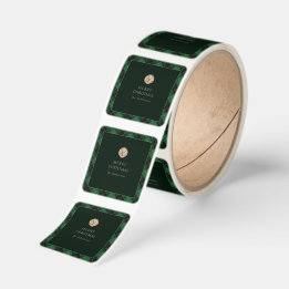 Sticker Carré Elegant Green Plaid Merry Christmas