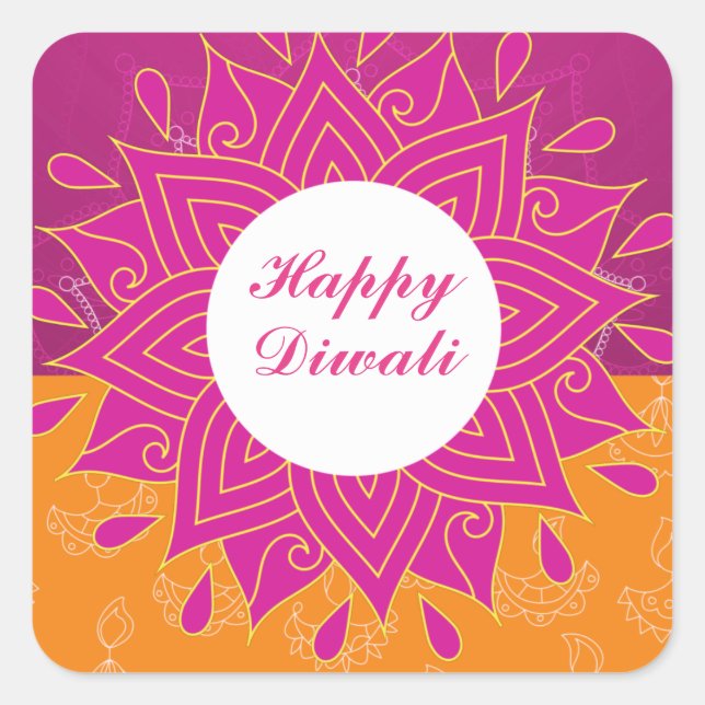 Sticker Carré Elegant Happy Diwali (Devant)
