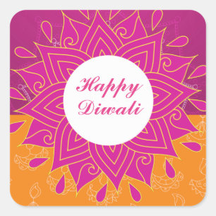 Sticker Carré Elegant Happy Diwali