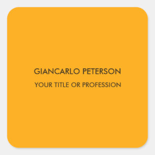Sticker Carré Élégant Jaune Orange Minimaliste Professionnel