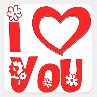 Sticker Carré Élégant Je T'Aime | Rouge Minimaliste