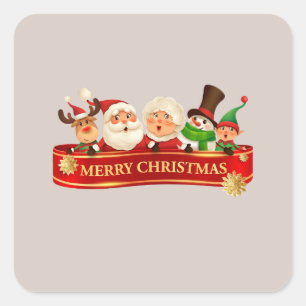 Sticker Carré Élégant joyeux Joyeux Noël, Bonne Année