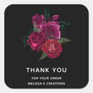 Sticker Carré Elegant Magenta Rose Floral Bouquet