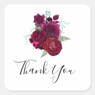 Sticker Carré Elegant Magenta Rose Floral Bouquet