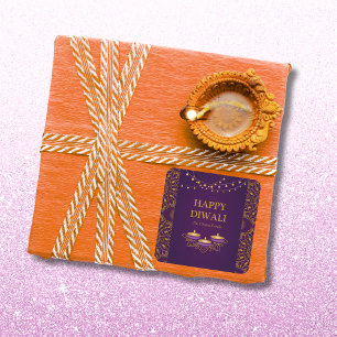 Sticker Carré Elégant mandala diyas hindu personnalisé violet di