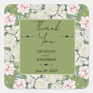 Sticker Carré Élégant Mariage d'accolade florale